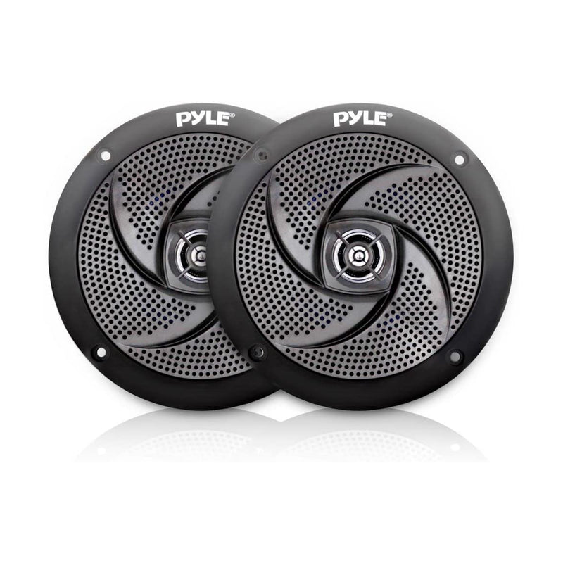 Pyle 5.25 Inch Waterproof Low Profile Marine Speakers, Black (2 Pack) (Open Box)