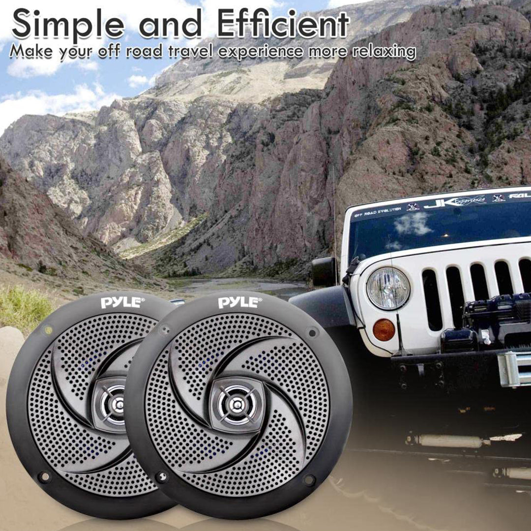 Pyle 5.25 Inch Waterproof Low Profile Marine Speakers, Black (2 Pack) (Open Box) - VMInnovations