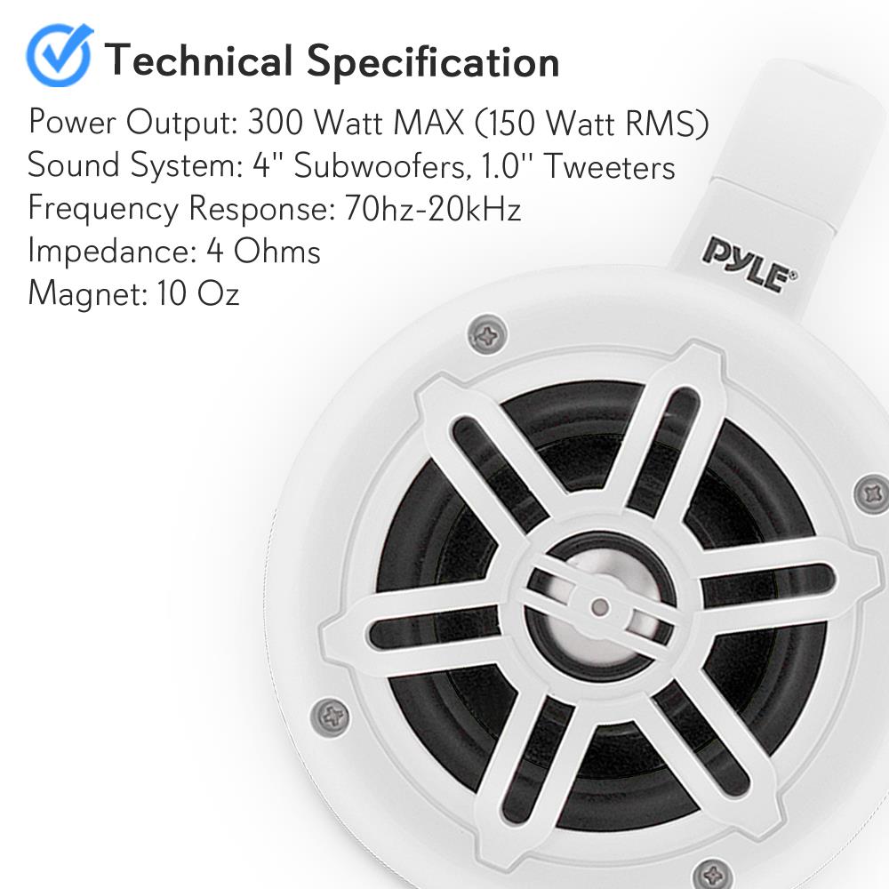 Pyle PLMRWB45W 4" 300 Watt Waterproof Marine Tower Speaker System(1 Pair) (Used) - VMInnovations
