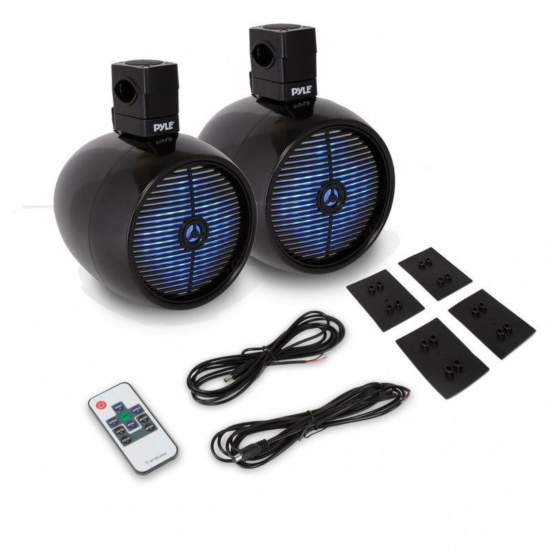 Pyle 8 Inch 480 Watt Marine Rated Tower Wakeboard Speakers, Black (Open Box)