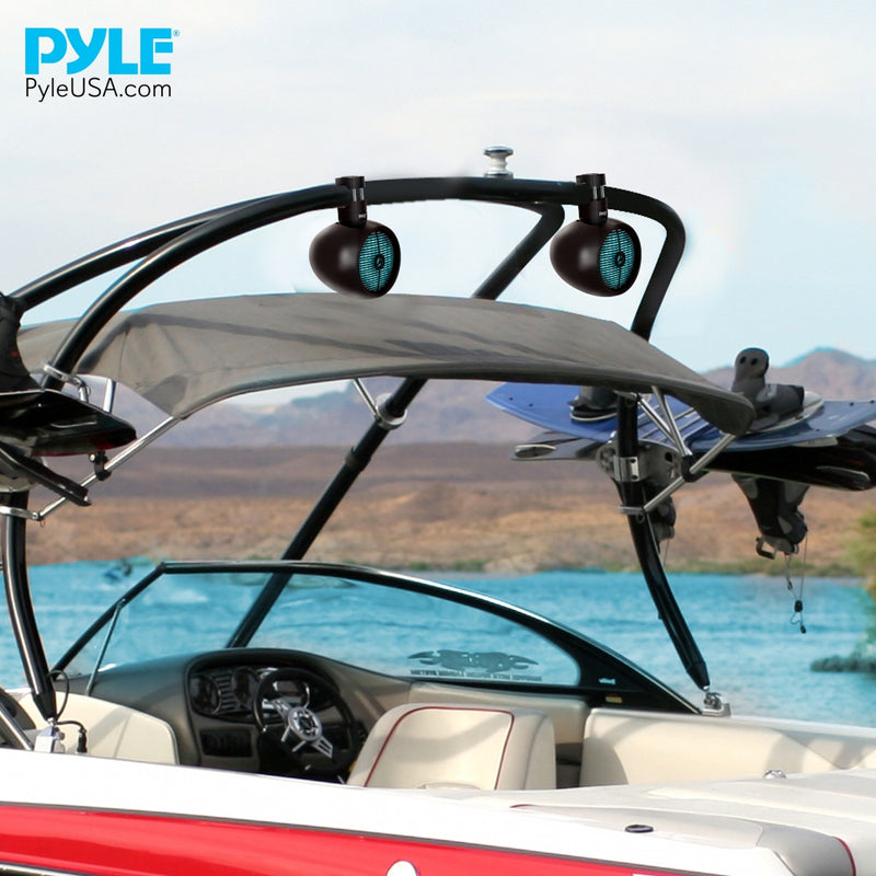 Pyle 8 Inch 480 Watt Marine Rated Tower Wakeboard Speakers, Black (For Parts)