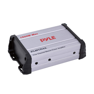 Pyle Waterproof 1500 W 4 Channel Marine Power Audio Amplifier for Boats (2 Pack)