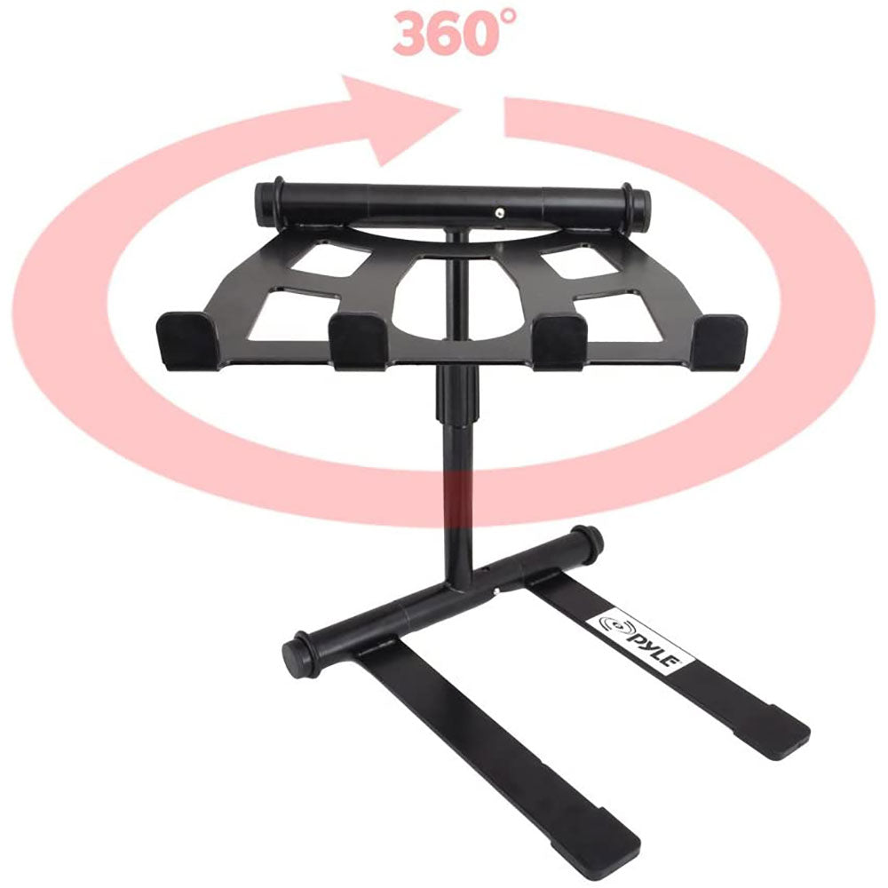 Pyle PLPTS55 Universal Adjustable Rotating DJ Laptop Stand with Travel Case - VMInnovations