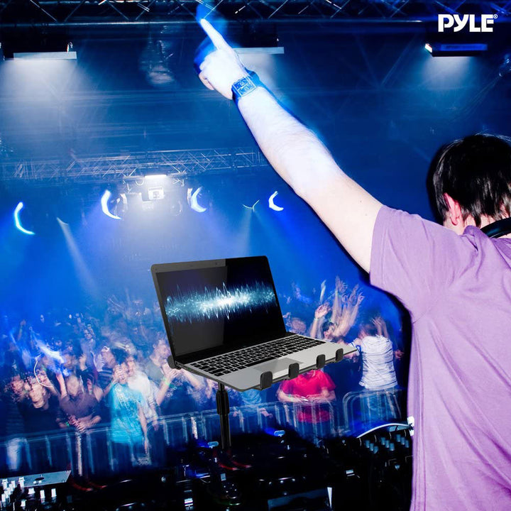 Pyle PLPTS55 Universal Adjustable Rotating DJ Laptop Stand with Travel Case - VMInnovations