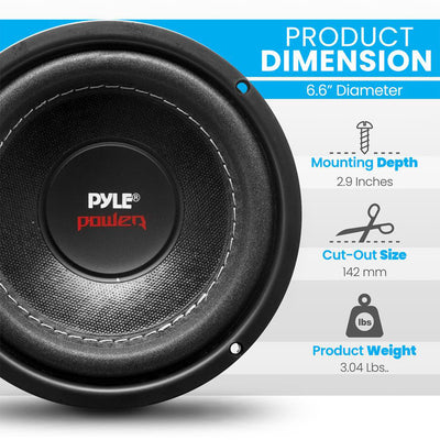 Pyle PLPW6D 6 Inch 600 Watt Dual 4 Ohm Car Audio Stereo Speaker Subwoofer, Black