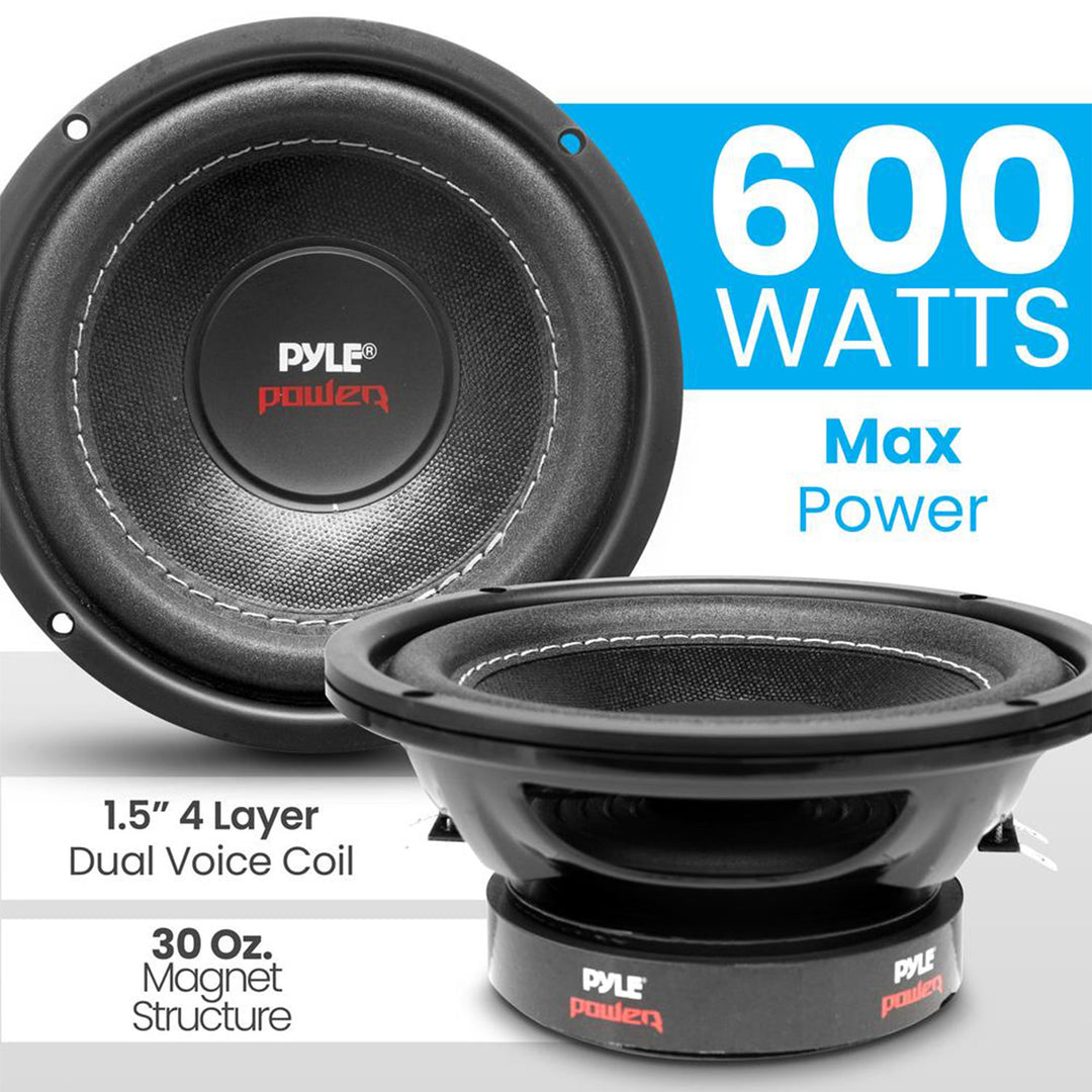 Pyle PLPW6D 6 Inch 600 Watt Dual 4 Ohm Car Audio Stereo Speaker Subwoofer, Black