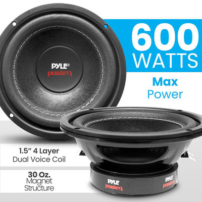 Pyle PLPW6D 6 Inch 600 Watt Dual 4 Ohm Car Audio Stereo Speaker Subwoofer, Black