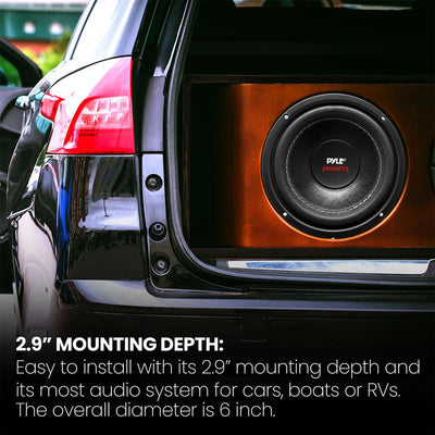 Pyle PLPW6D 6 Inch 600 Watt Dual 4 Ohm Car Audio Stereo Speaker Subwoofer, Black
