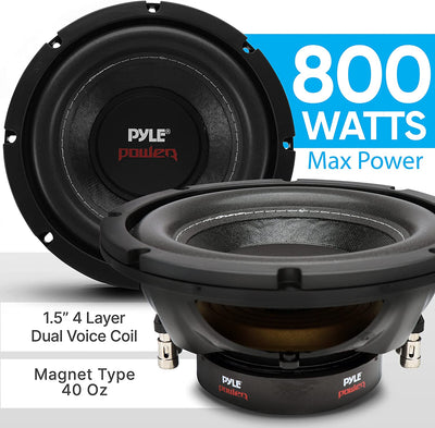Pyle 8" 800W Car Audio Subwoofer Sub Power Woofer DVC 4 Ohm Black (For Parts)
