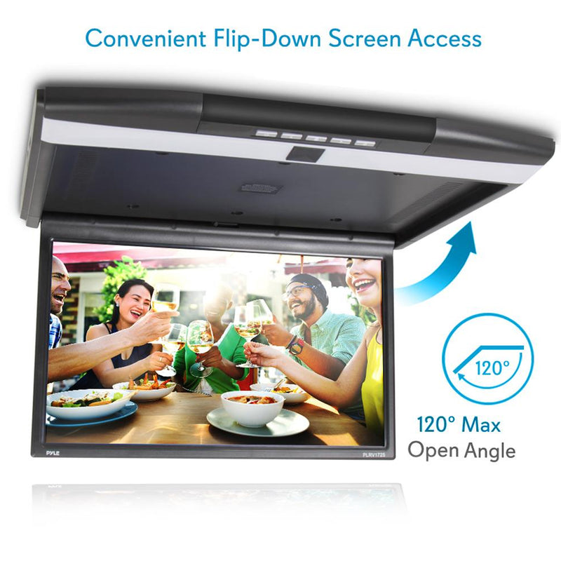 Pyle Flip Down Roof Mounted 17.3" Screen HD 1080p Multimedia Player (For Parts)
