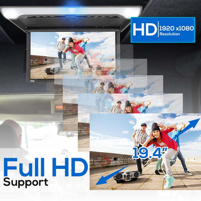 Pyle Flip Down Roof Mounted 19.4 Inch Screen HD 1080p Multimedia Player (4 Pack)
