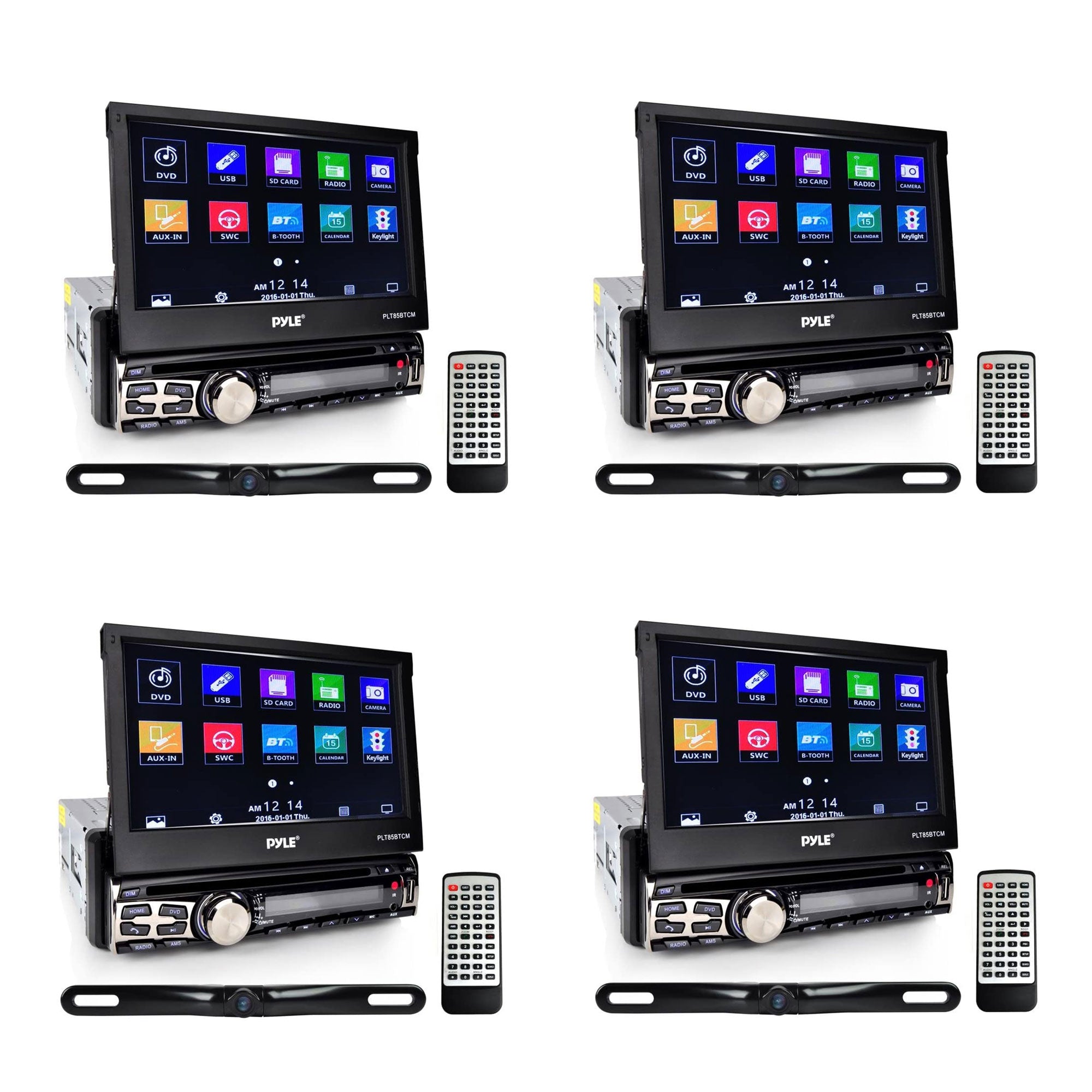 Pyle PLT85BTCM 7" Bluetooth Headunit Receiver and Backup Car Camera Kit (4 Pack) - VMInnovations