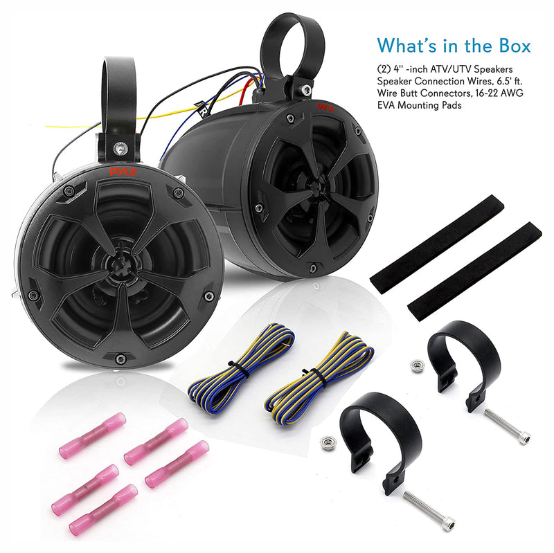 Pyle 2 Way 4 Inch Off Road 800W Dual Waterproof Marine Speaker System (Open Box)