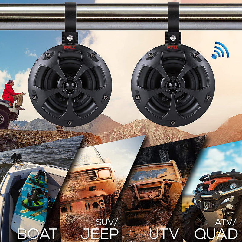 Pyle 2 Way 4 Inch Off Road Bluetooth 800W Waterproof Marine Speakers (Open Box)