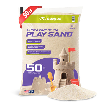 Sun Joe Ultra Fine Silica Play Sand for Sandboxes and Sensory Tables, 50 lbs, PLYSAND50