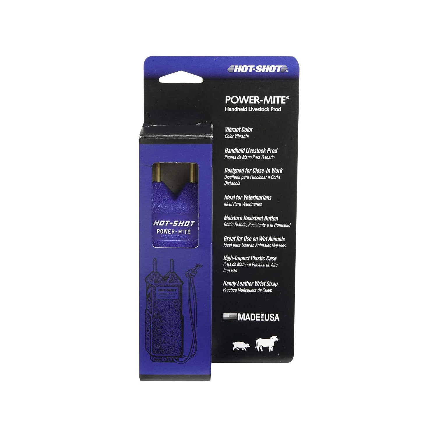 Hot Shot PM Portable Farming Pocket Sized Power Mite Electric Cattle Prod, Blue - VMInnovations