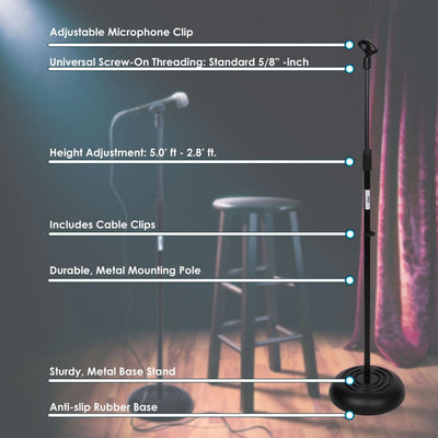 PylePro Adjustable Freestanding Compact Base Microphone Stand (For Parts)
