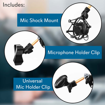 Pyle Microphone Boom Suspension Scissor Spring Arm Clamp On Stand, Black(2 Pack)
