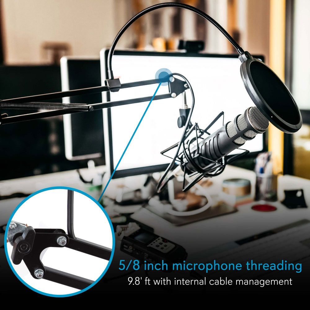 Pyle Microphone Boom Suspension Scissor Spring Arm Clamp On Stand, Black(4 Pack)