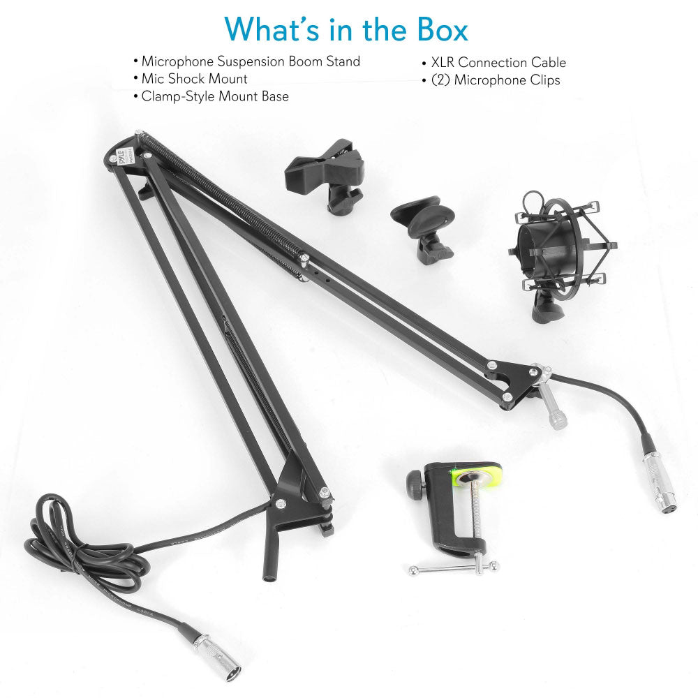 Pyle Microphone Boom Suspension Scissor Spring Arm Clamp On Stand, Black(4 Pack)