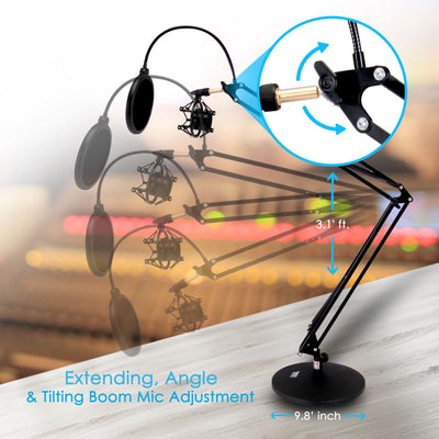 Zoom 4pk Dynamic Microphones w/ Recorder, Hard Shell Case, & 4pk Boom Stands