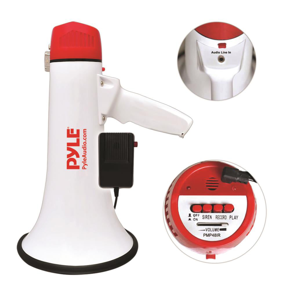 Pyle PMP48IR Rechargeable Megaphone Bullhorn Speaker w/ MP3 Auxiliary Input