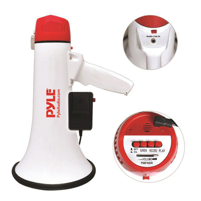 Pyle PMP48IR Rechargeable Megaphone Bullhorn Speaker w/ MP3 Auxiliary Input - VMInnovations