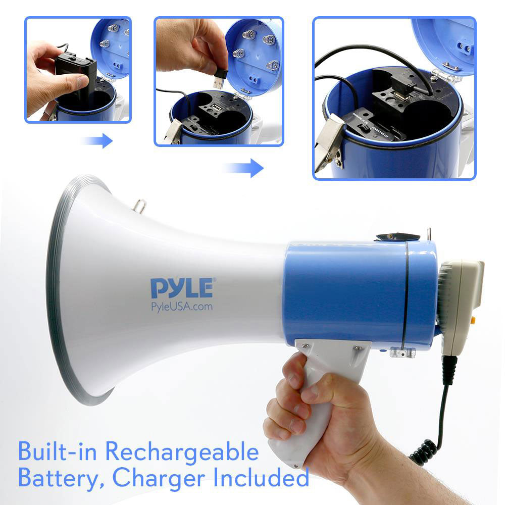 PylePro PMP59IR 50 Watt Portable Bullhorn Sound Megaphone Speaker, Blue (2 Pack)