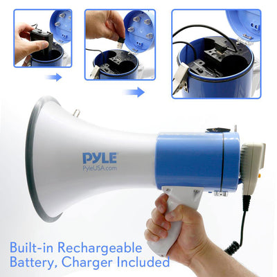 PylePro PMP59IR 50 Watt Portable Bullhorn Sound Megaphone Speaker, Blue (2 Pack)
