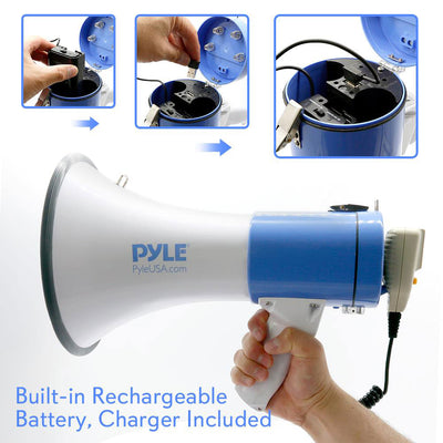 PylePro PMP59IR 50 Watt Portable Bullhorn Sound Megaphone Speaker, Blue (4 Pack)