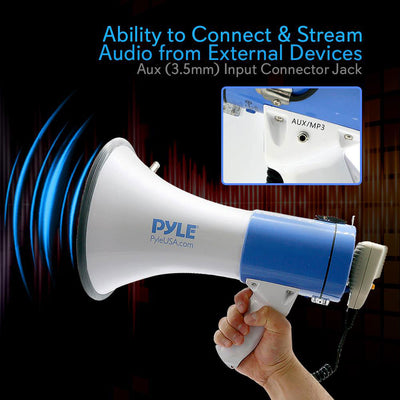PylePro PMP59IR 50 Watt Portable Bullhorn Sound Megaphone Speaker, Blue (2 Pack)