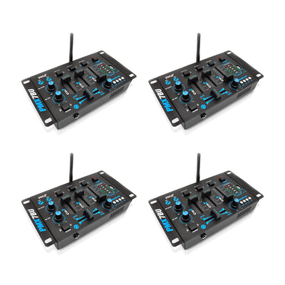 Pyle 3 Channel Bluetooth DJ Sound Board Mixer System with Mic Talkover (4 Pack)