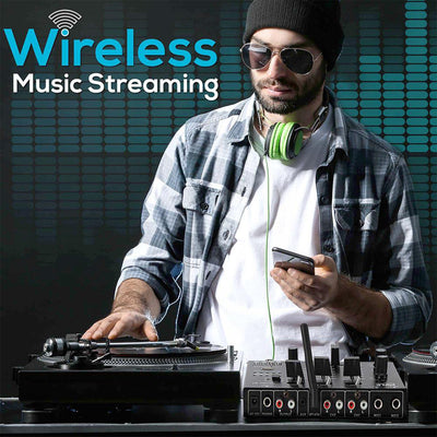 Pyle PMX8BU 3 Channel Bluetooth DJ Sound Board Mixer with Mic Talkover (4 Pack) - VMInnovations