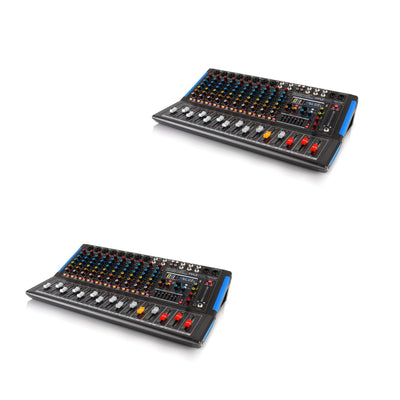 Pyle PMXU128BT 12 Channel Bluetooth DJ Studio Sound Board Mixer System (2 Pack)