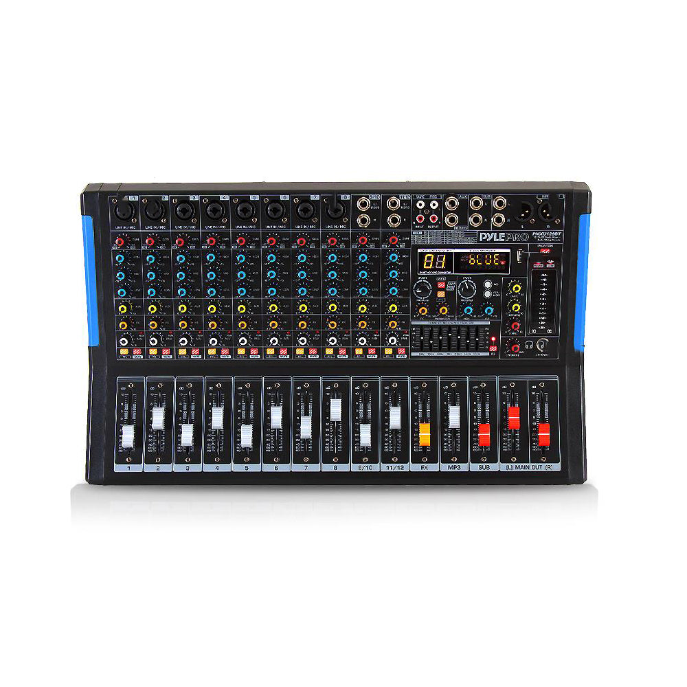 Pyle 12 Channel Bluetooth DJ Studio Audio Sound Board Mixer System (Open Box)