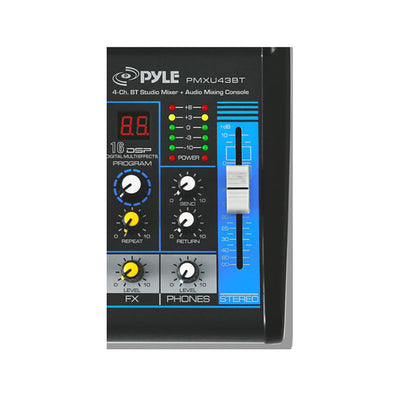 Pyle 4 Channel Bluetooth Sound Board Mixer System for DJ Studio Audio (2 Pack)