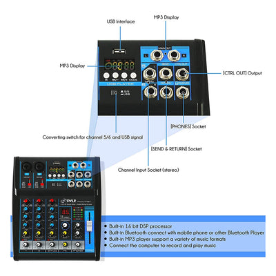 Pyle Bluetooth Sound Board Mixer System for DJ Studio Controller (For Parts)