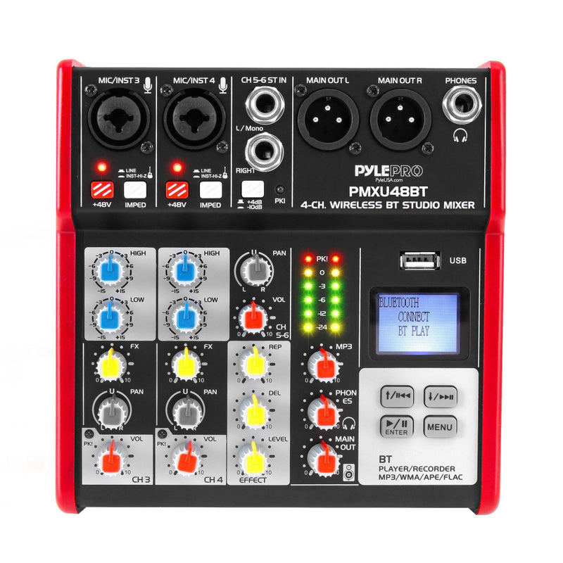 Pyle 4 Channel Bluetooth Sound Board Mixer System for DJ Studio Audio (Used)