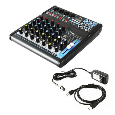 Pyle PMXU63BT 6 Channel Bluetooth Sound Board Mixer System for DJ Studio Audio
