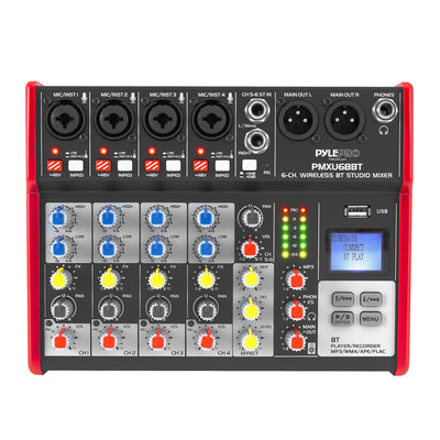 Pyle 6 Channel Bluetooth Sound Board Mixer System for DJ Studio Audio (Open Box)