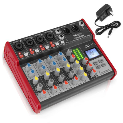 Pyle 6 Channel Bluetooth Sound Board Mixer System for DJ Studio Audio (Open Box)