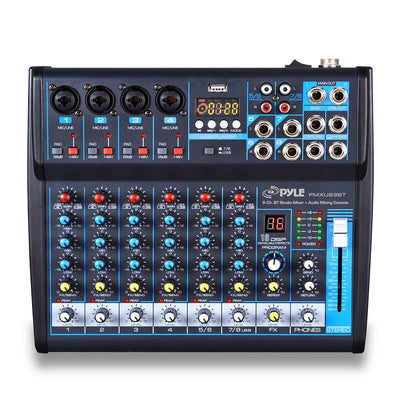 Pyle PMXU83BT 8 Channel Bluetooth Sound Board Mixer System for DJ Studio Audio