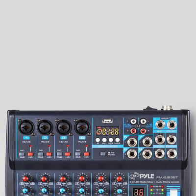 Pyle 8 Channel Bluetooth Sound Board Mixer System for DJ Studio Audio (Open Box)