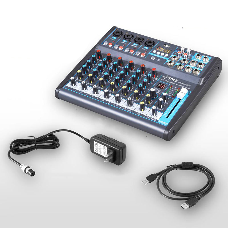 Pyle 8 Channel Bluetooth Sound Board Mixer System for DJ Studio Audio (Open Box)