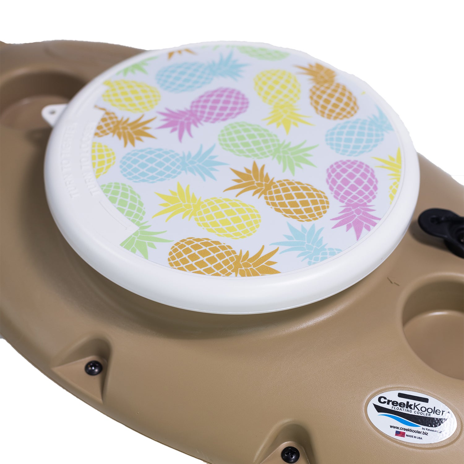 CreekKooler Pineapple Print Insulated Floating Cooler Lid, 15 Quarts (Lid Only) - VMInnovations