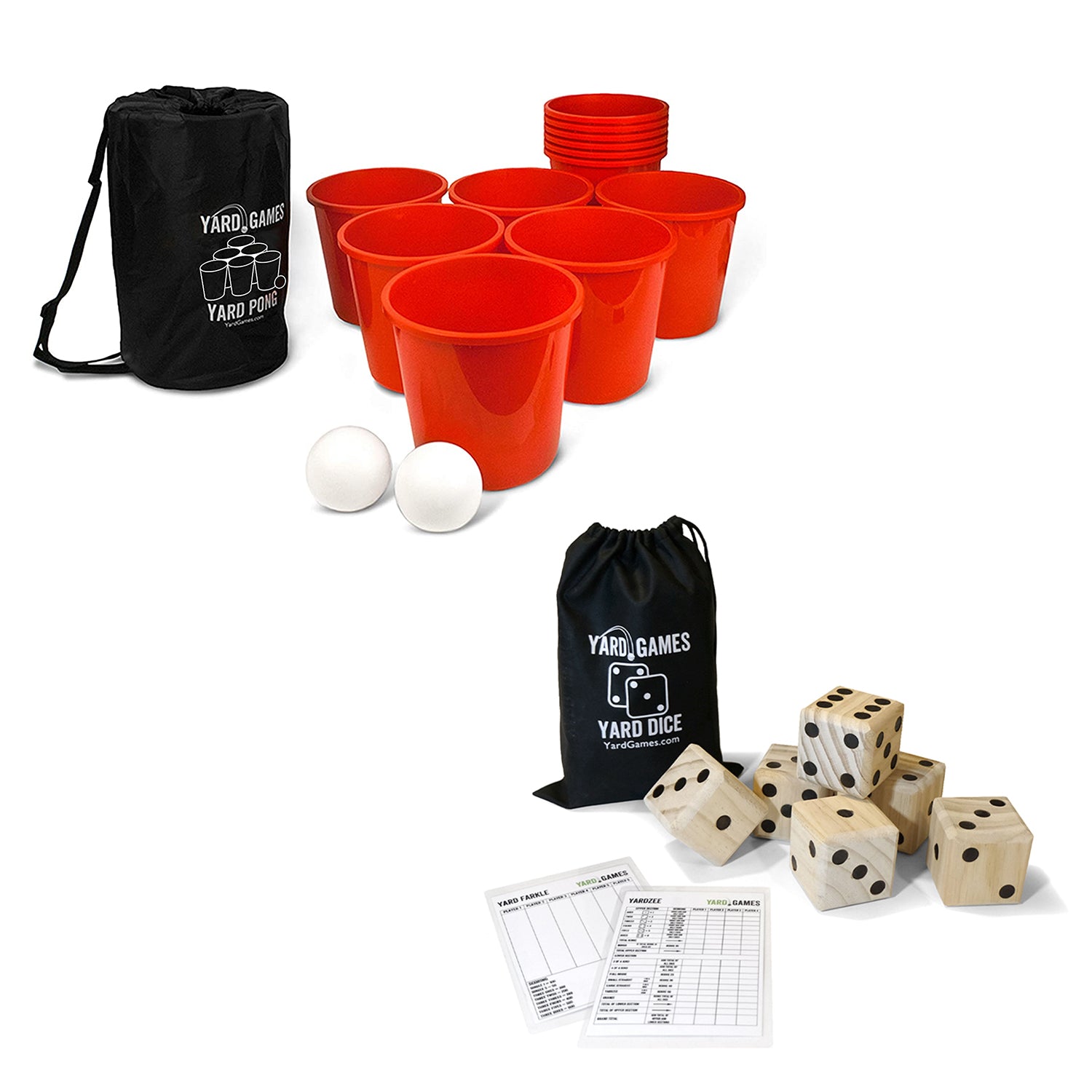 YardGames Giant Outdoor Pong Activity Party Set Bundle w/ Giant Wooden Dice Set