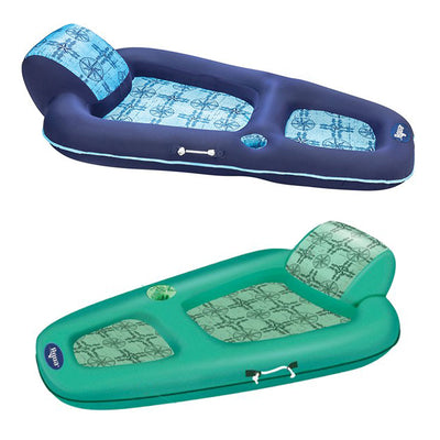 Aqua Leisure Polyknit Luxe Inflatable Pool Recliner Bundle w/ Luxury Float Chair