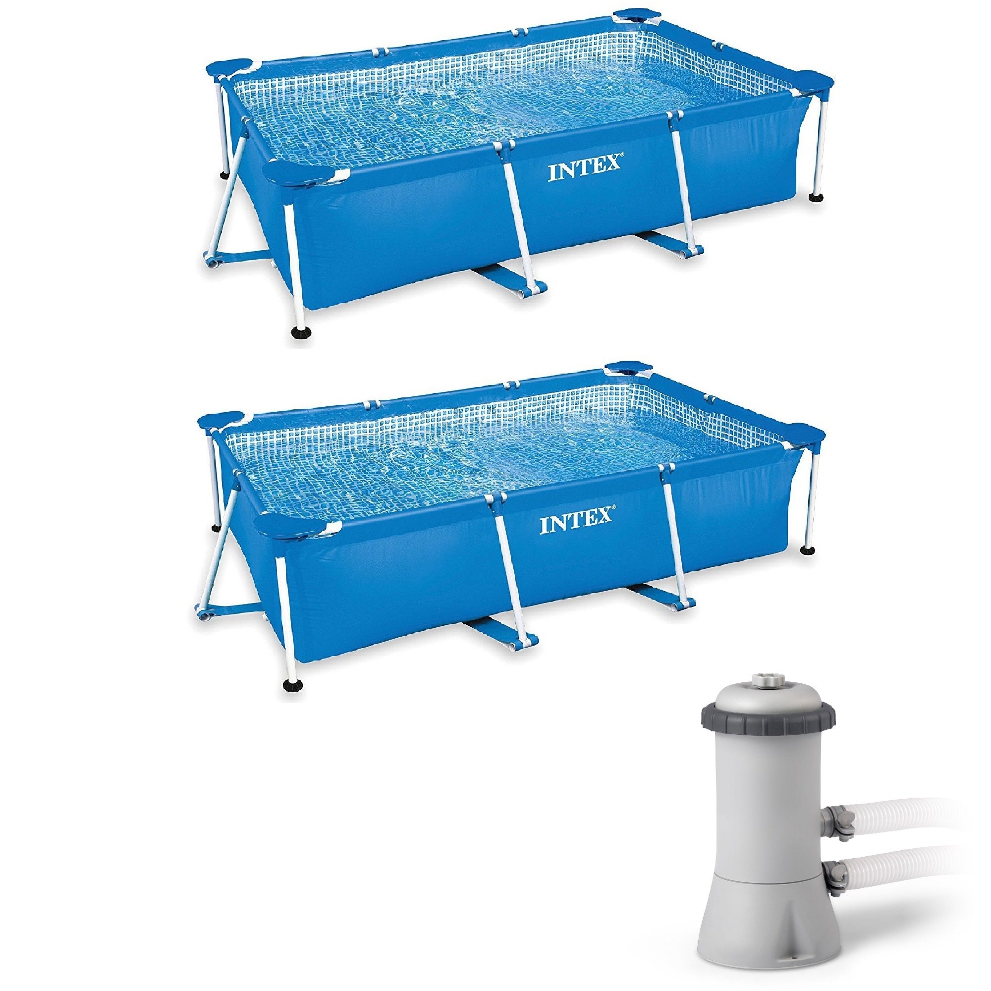 Intex 8.5ft x 5.3ft x 26In Rec. Frame Swimming Pool(2) & Intex 530GPH PoolFilter