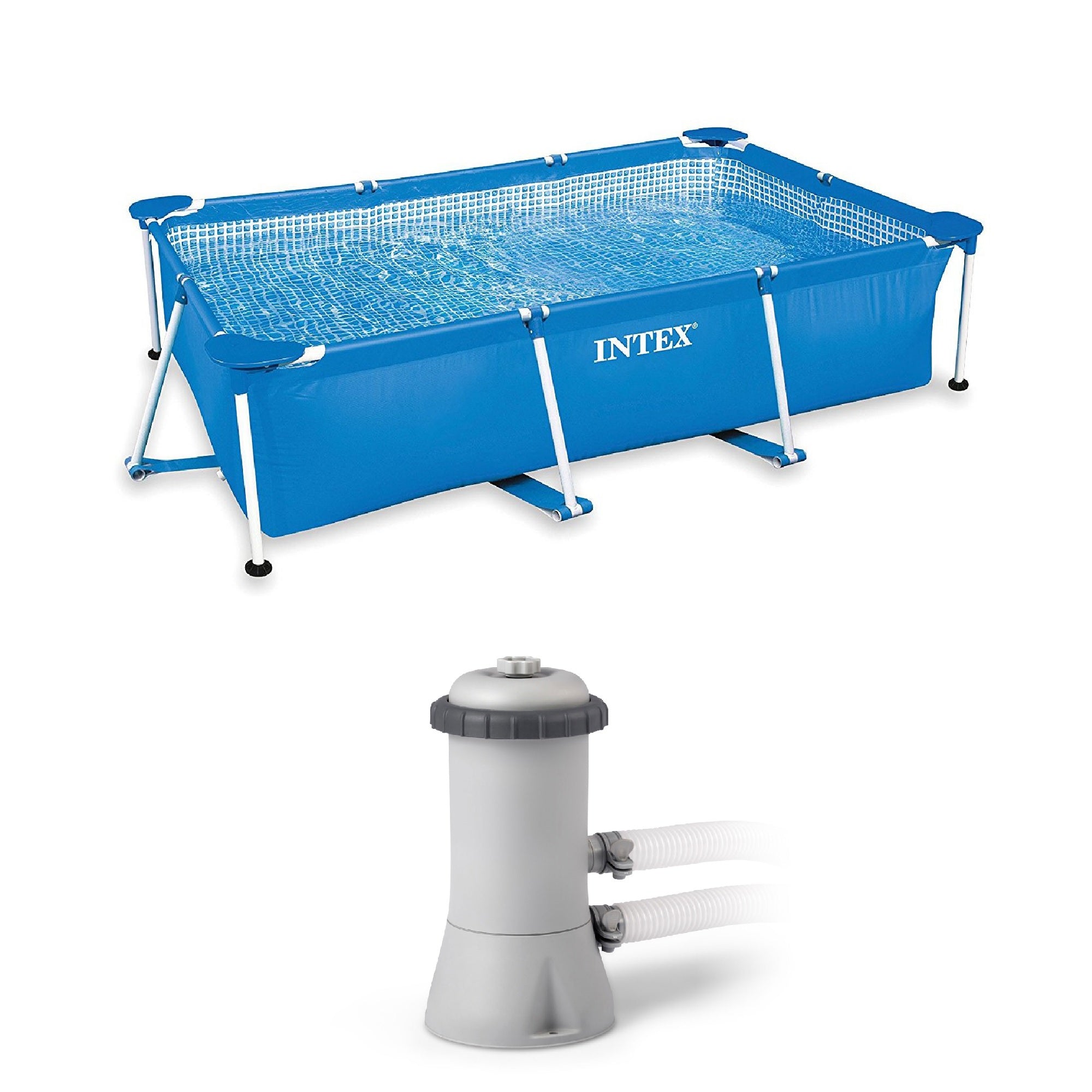 Intex 8.5ft x 5.3ft x 26In Rec. Frame Swimming Pool & Intex 530 GPH Pool Filter