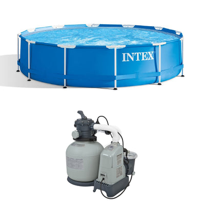 Intex 12 Ft x 30 In Above Ground Pool & Intex 1600 GPH Sand Filter Pump Set - VMInnovations